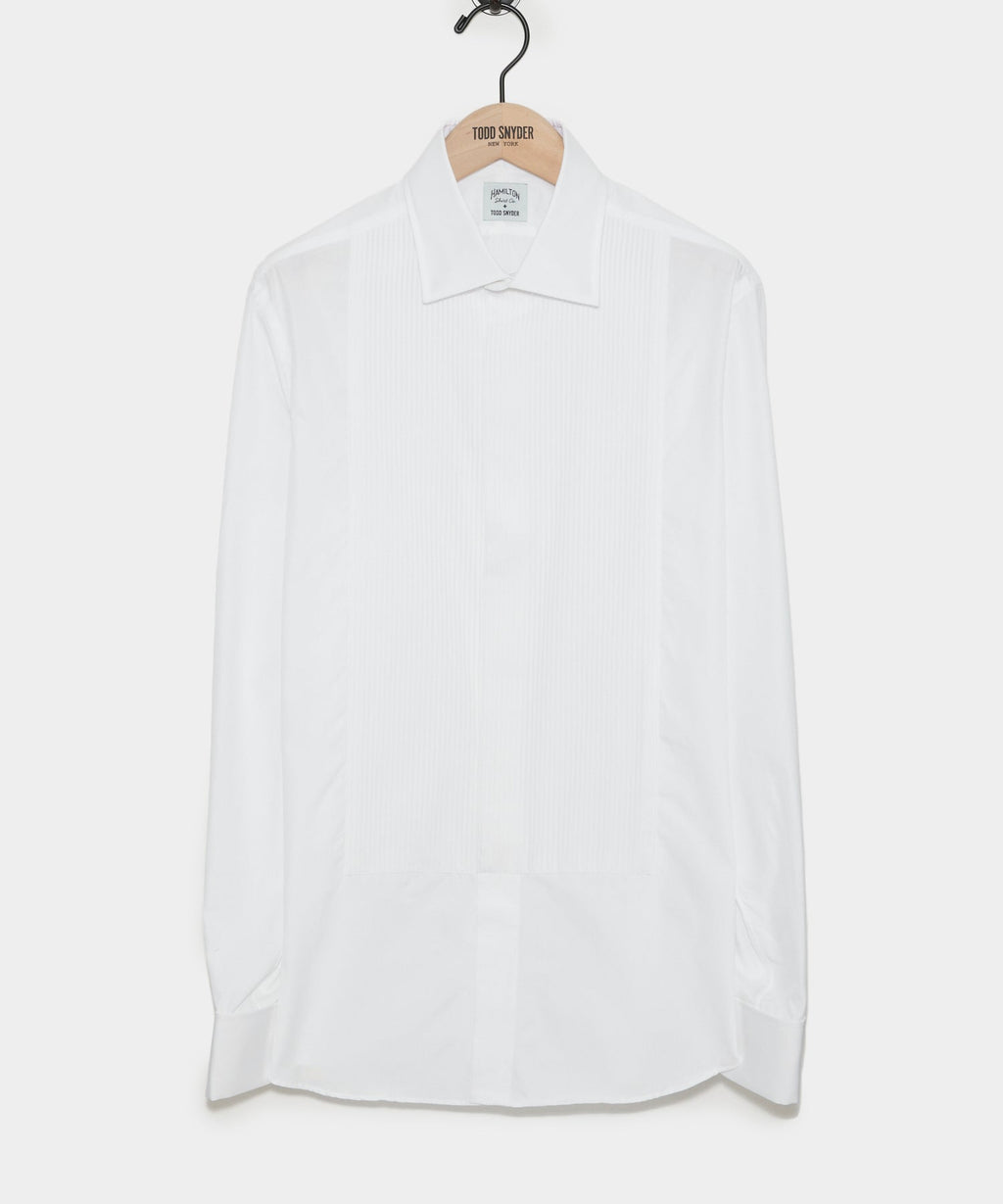 Cotton Pleated Spread Collar Tuxedo Shirt
