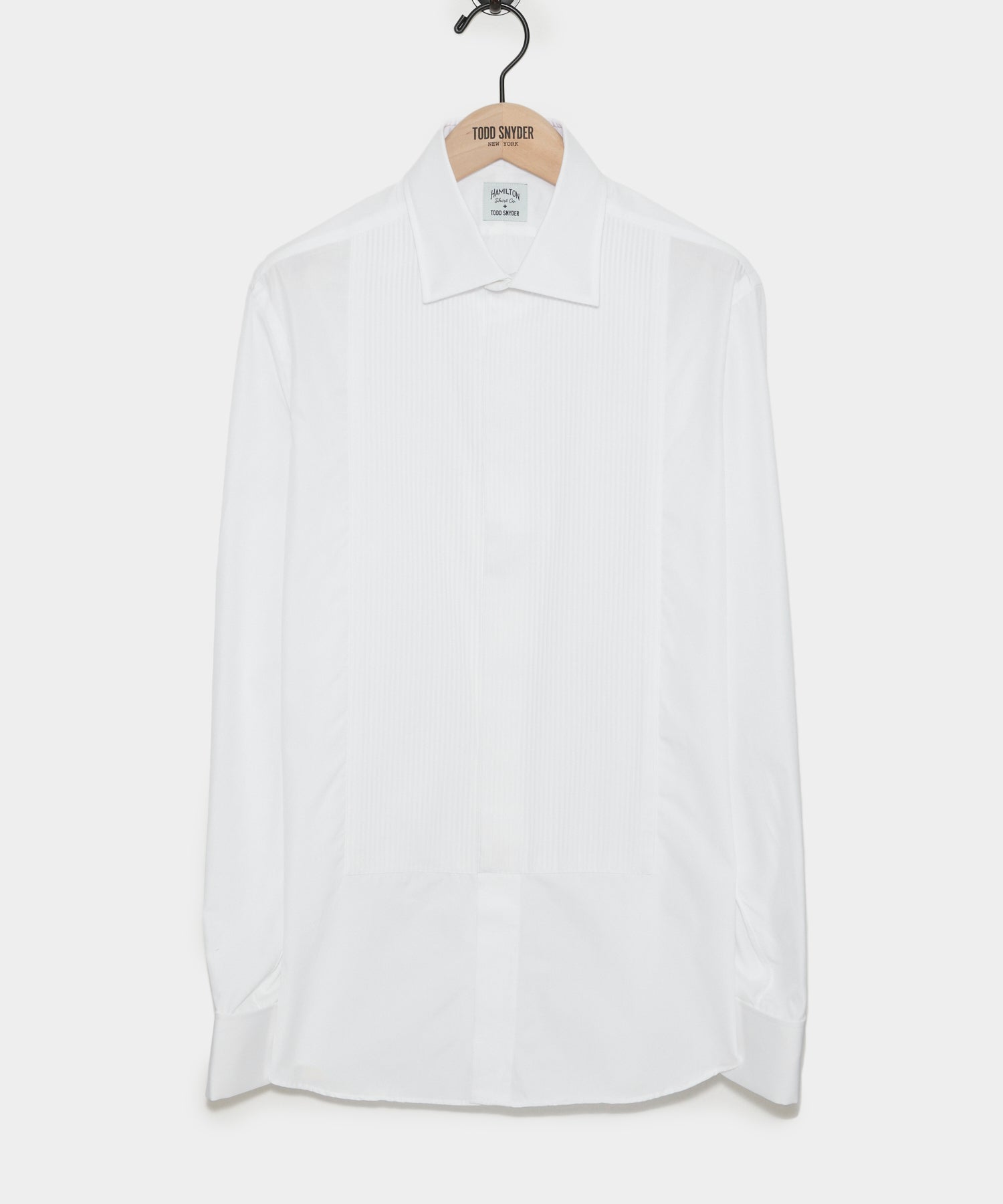 Cotton Pleated Spread Collar Tuxedo Shirt