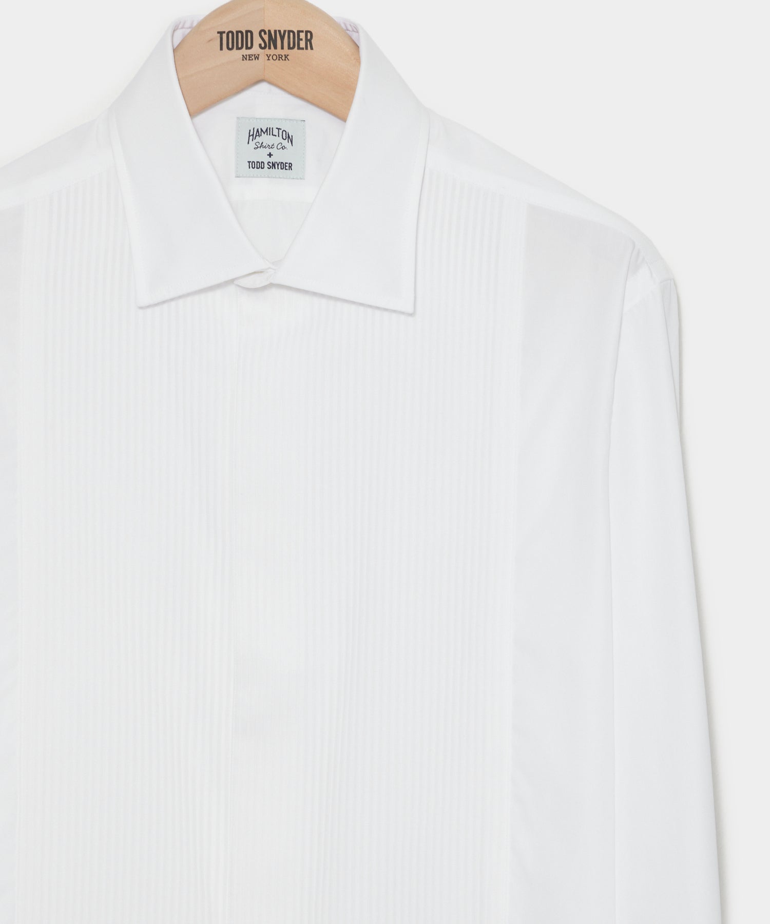 Cotton Pleated Spread Collar Tuxedo Shirt