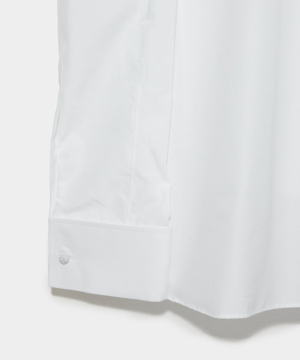 Cotton Pleated Spread Collar Tuxedo Shirt