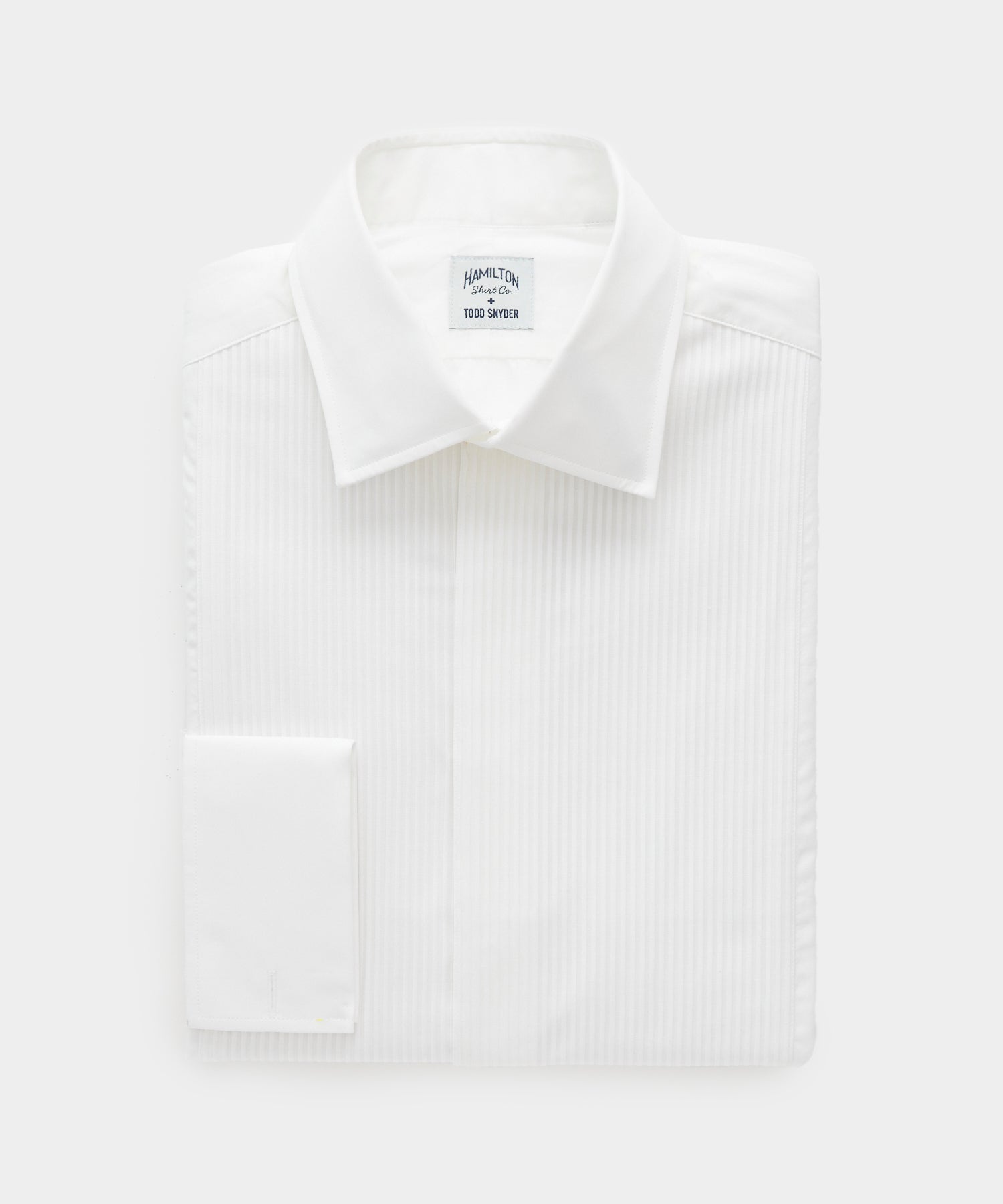Cotton Pleated Spread Collar Tuxedo Shirt