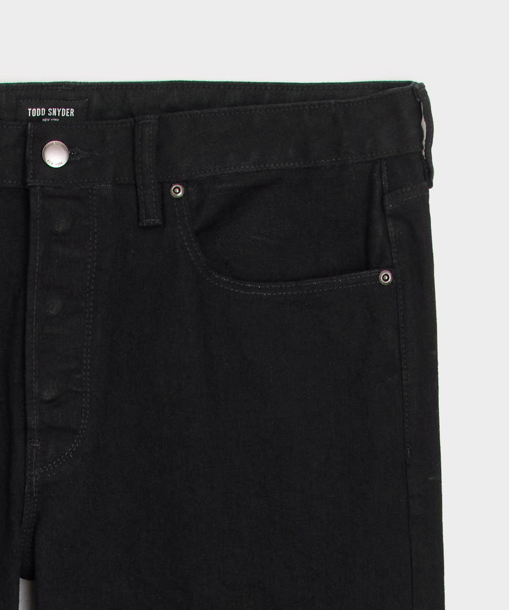 Straight Japanese Selvedge Stretch Jean in Black