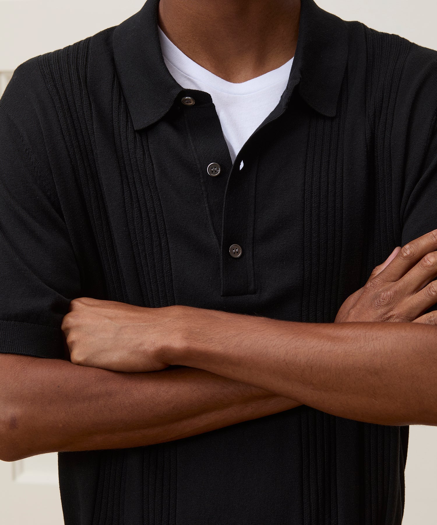 Silk-Cotton Ribbed Sweater Polo