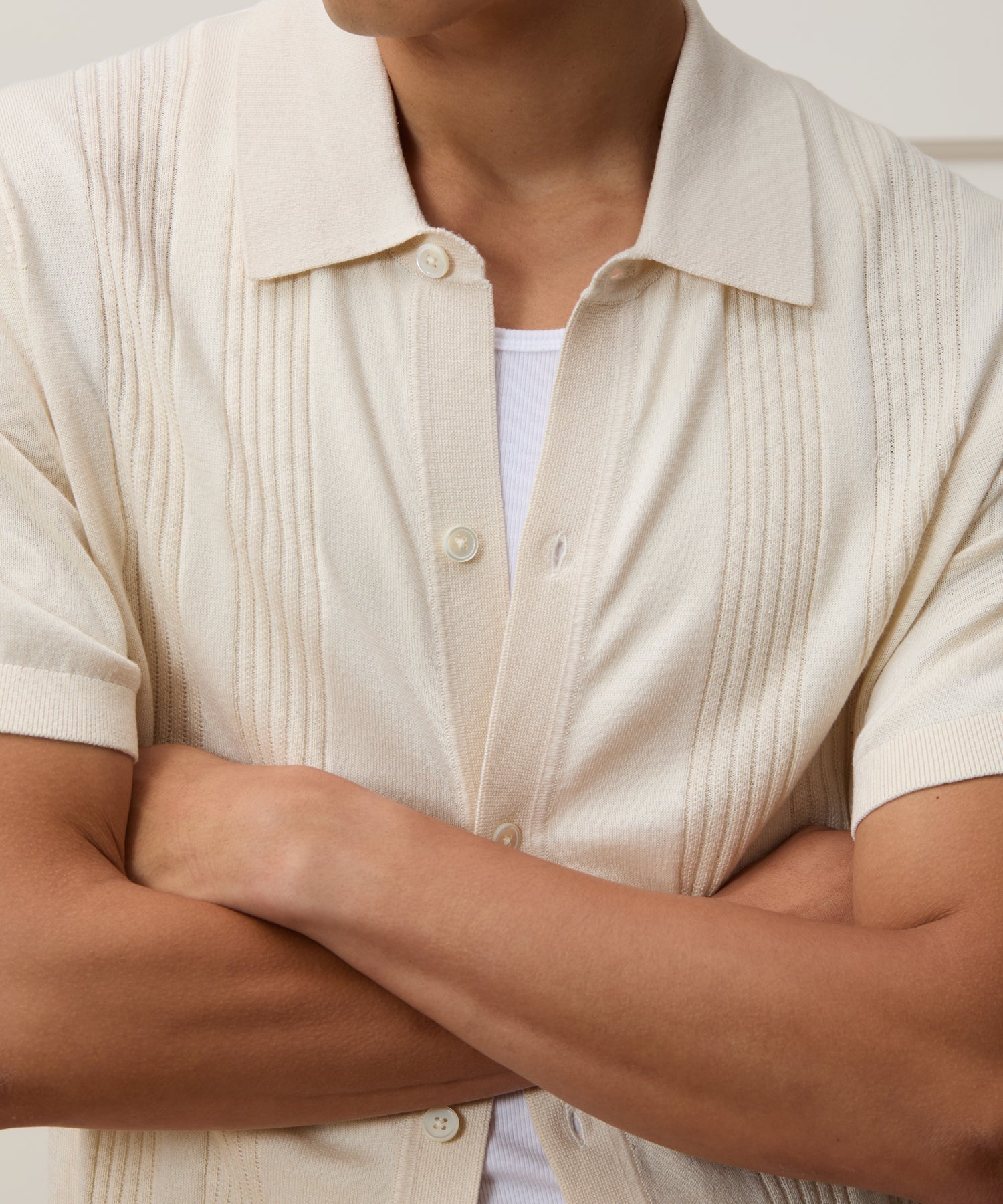 Silk-Cotton Ribbed Full-Placket Sweater Polo
