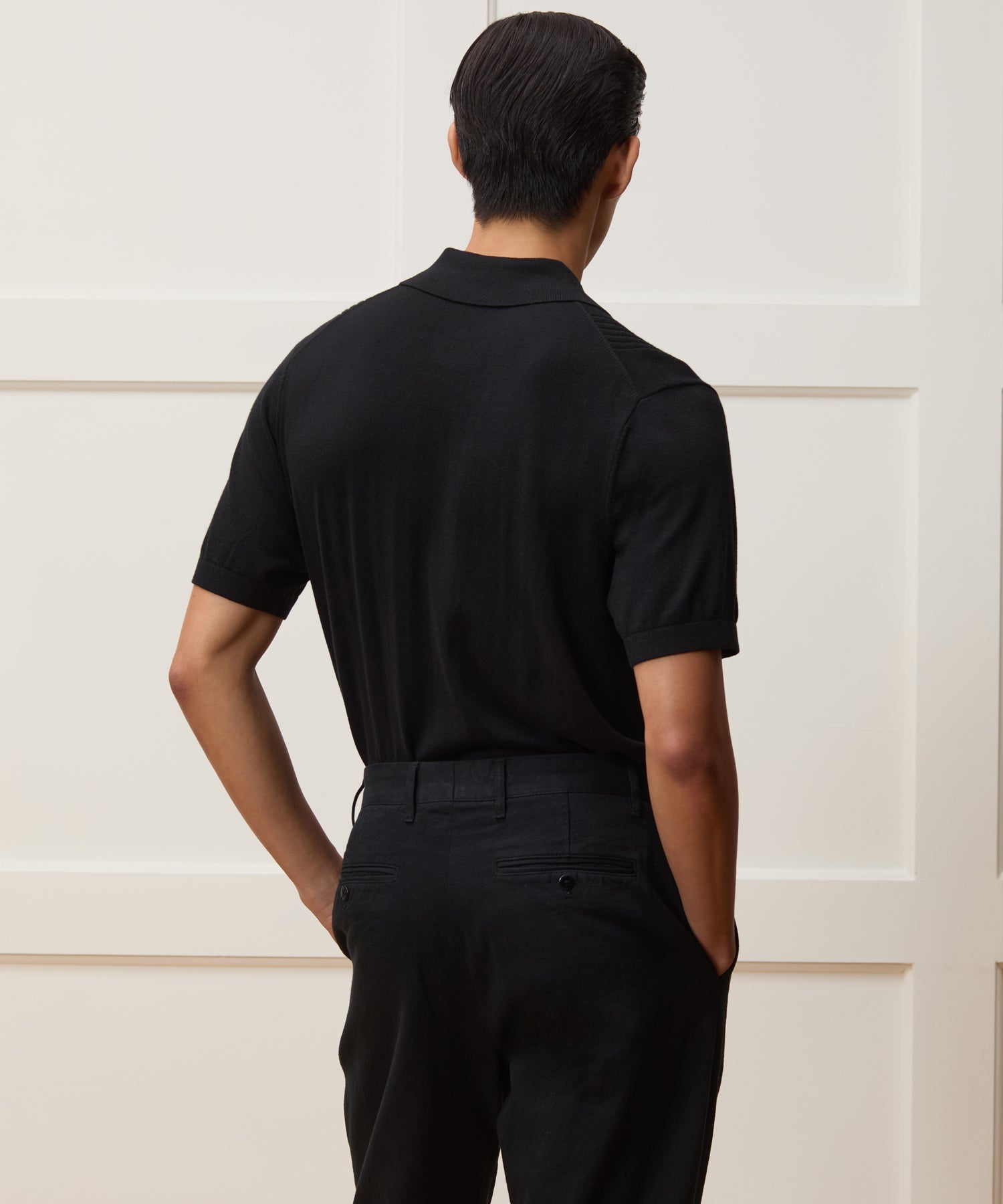 Silk-Cotton Ribbed Full-Placket Sweater Polo