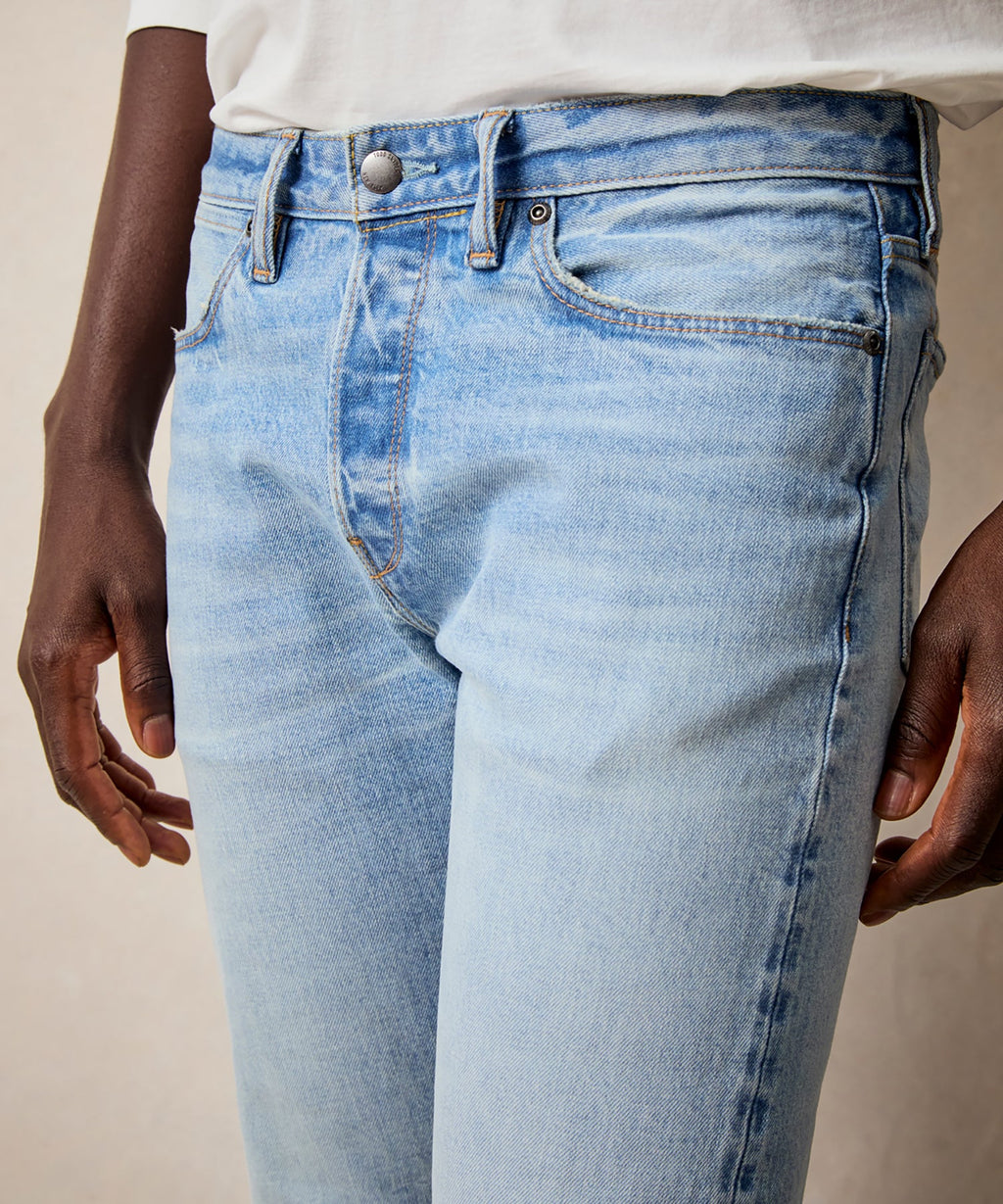 Slim Japanese Selvedge Stretch Jean in Light Indigo