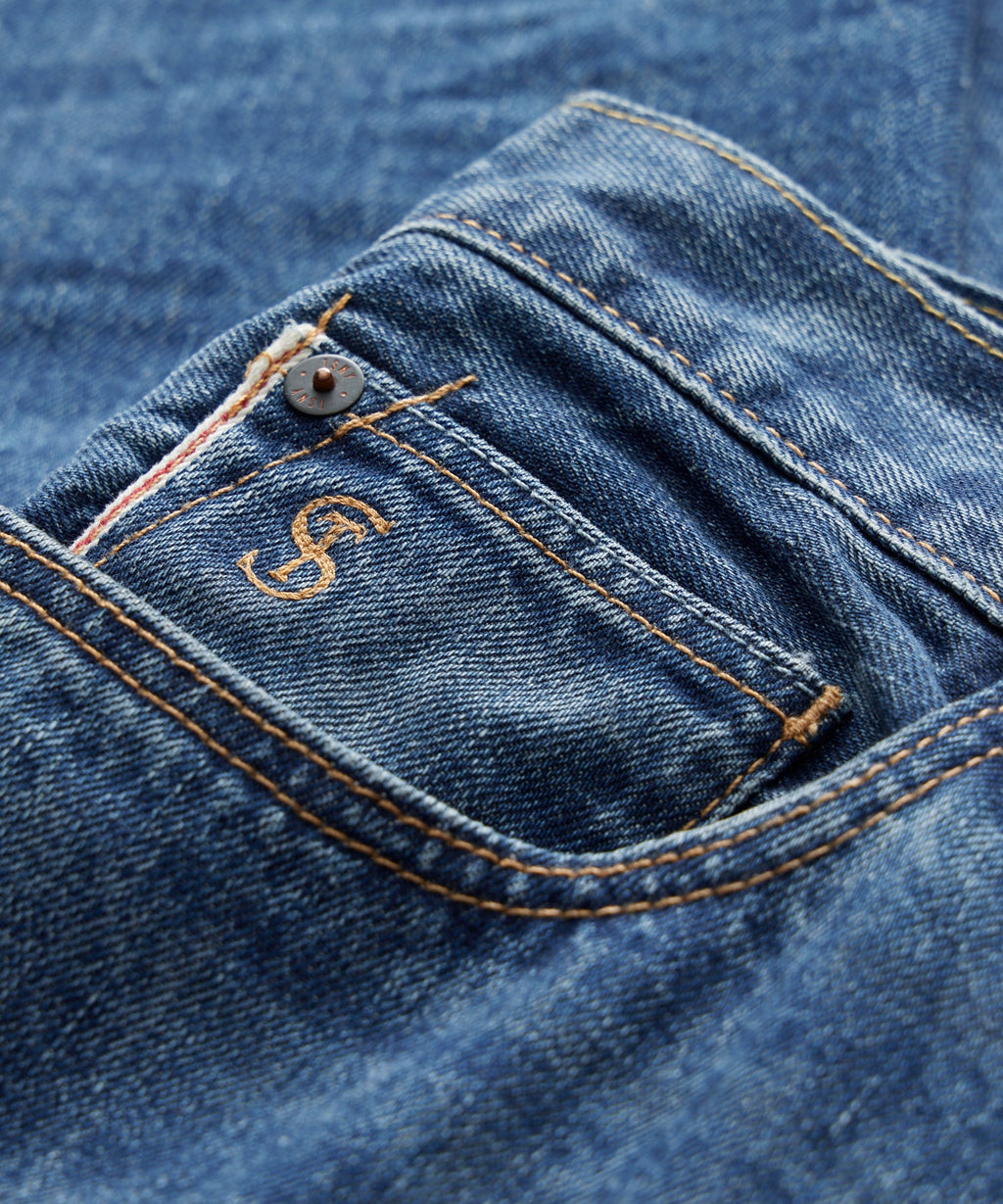 Slim Selvedge Jean in Blue Stonwewash