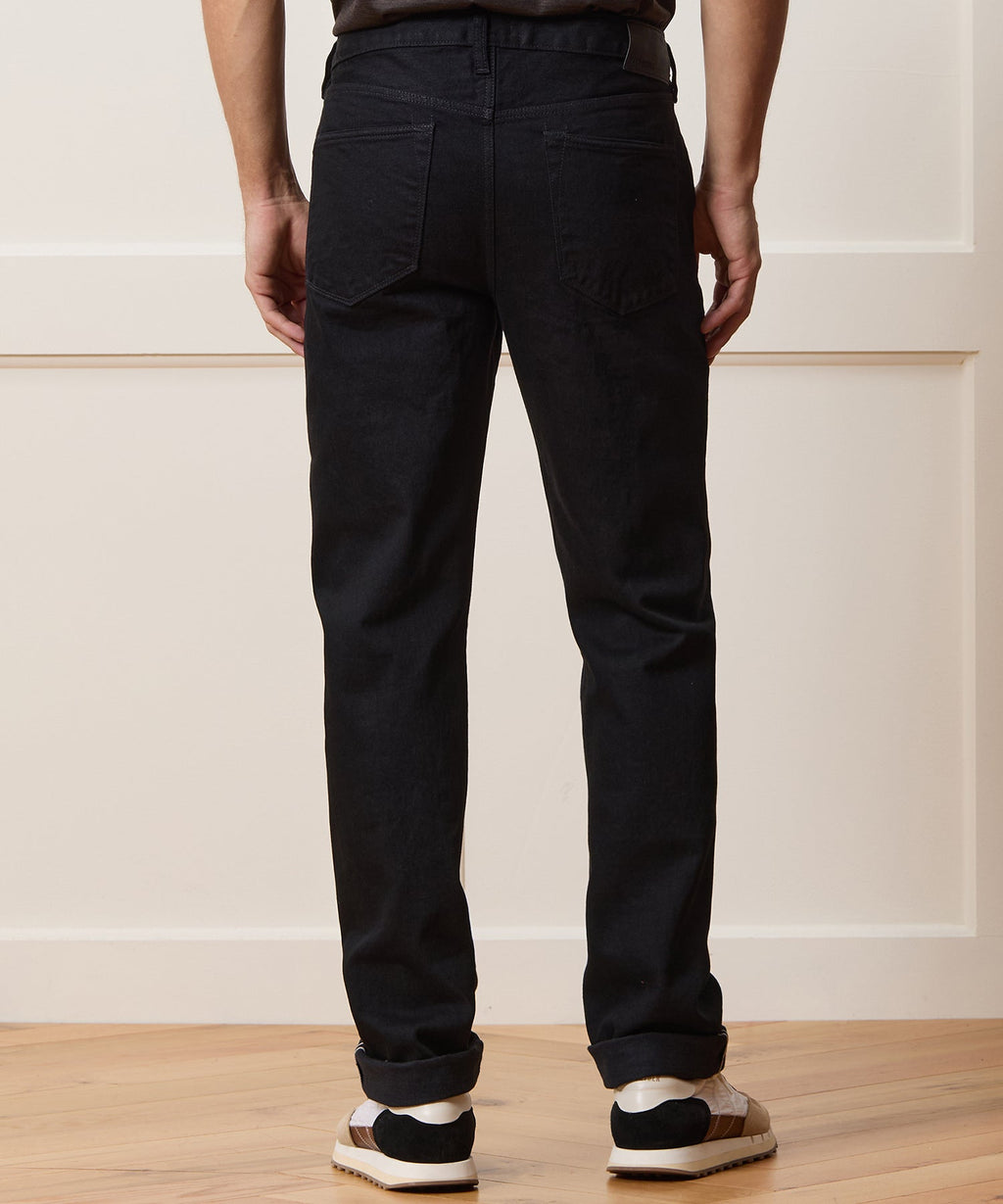 Straight Japanese Selvedge Stretch Jean in Black