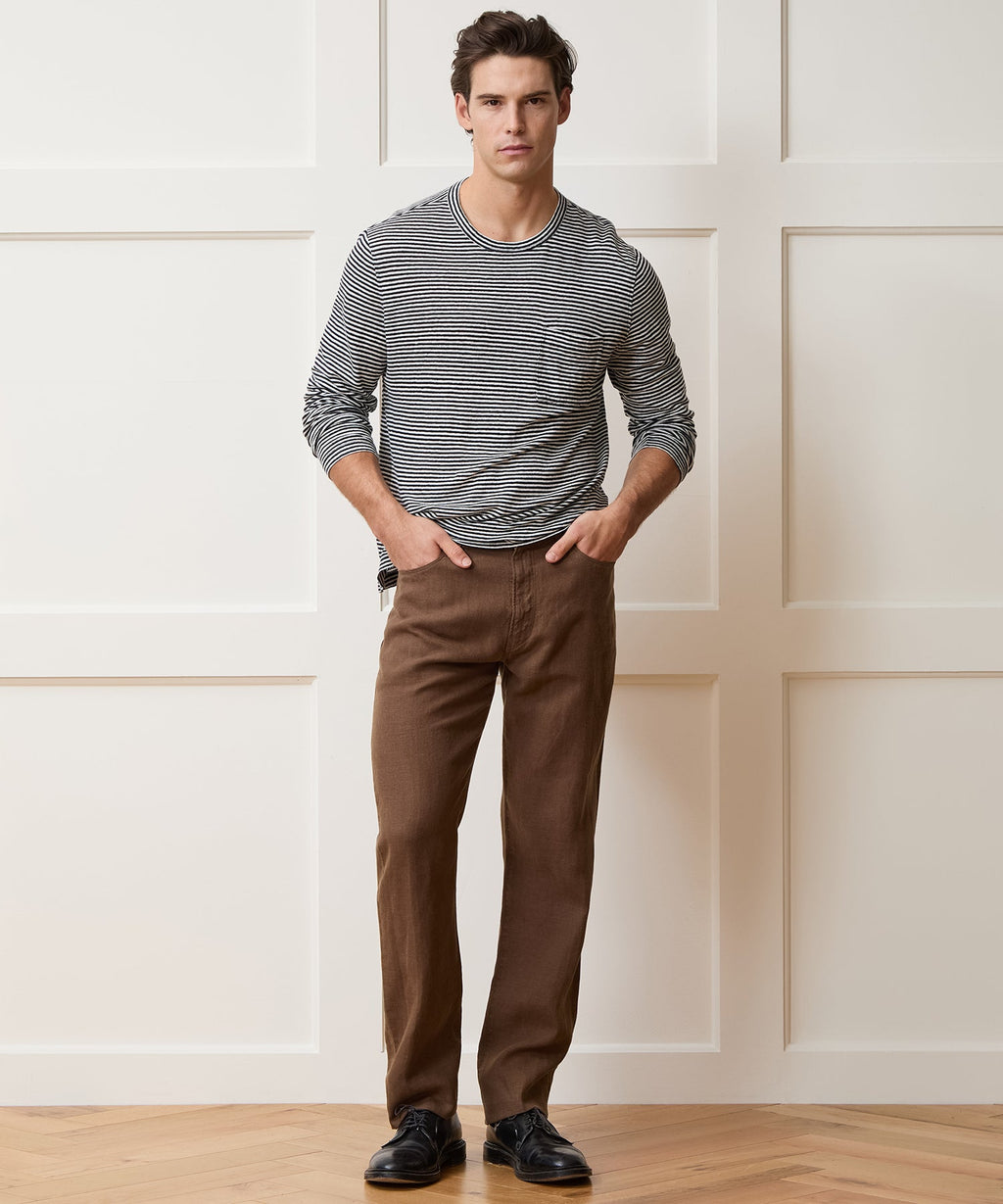 Straight Fit 5-Pocket Linen Pant