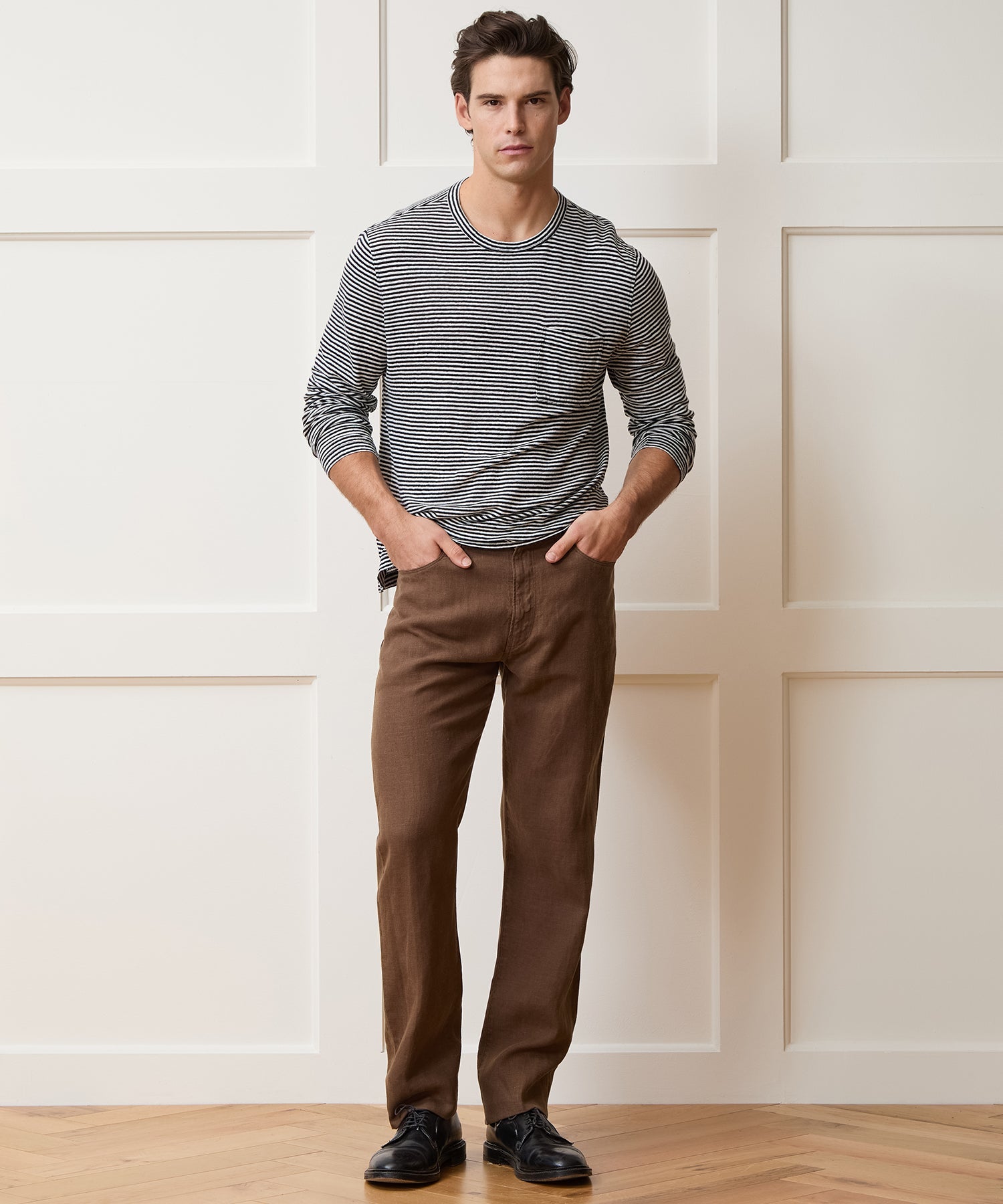 Straight Fit 5-Pocket Linen Pant