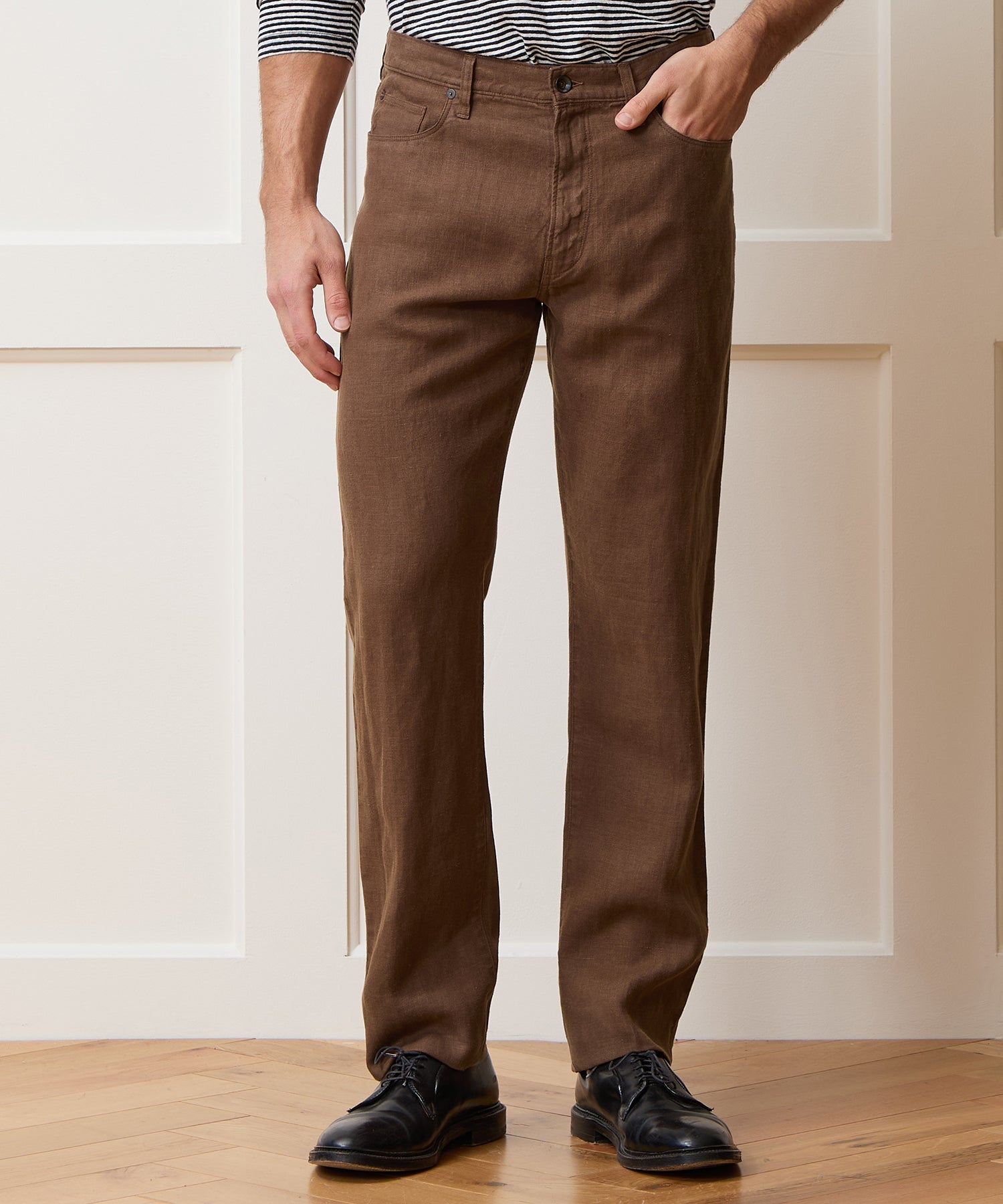 Straight Fit 5-Pocket Linen Pant