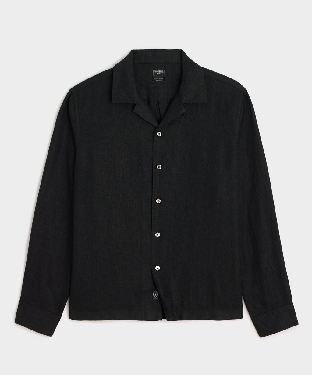 Cropped Irish Linen Camp Collar Shirt