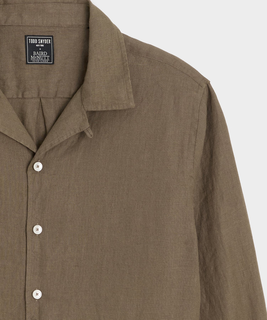 Cropped Irish Linen Camp Collar Shirt