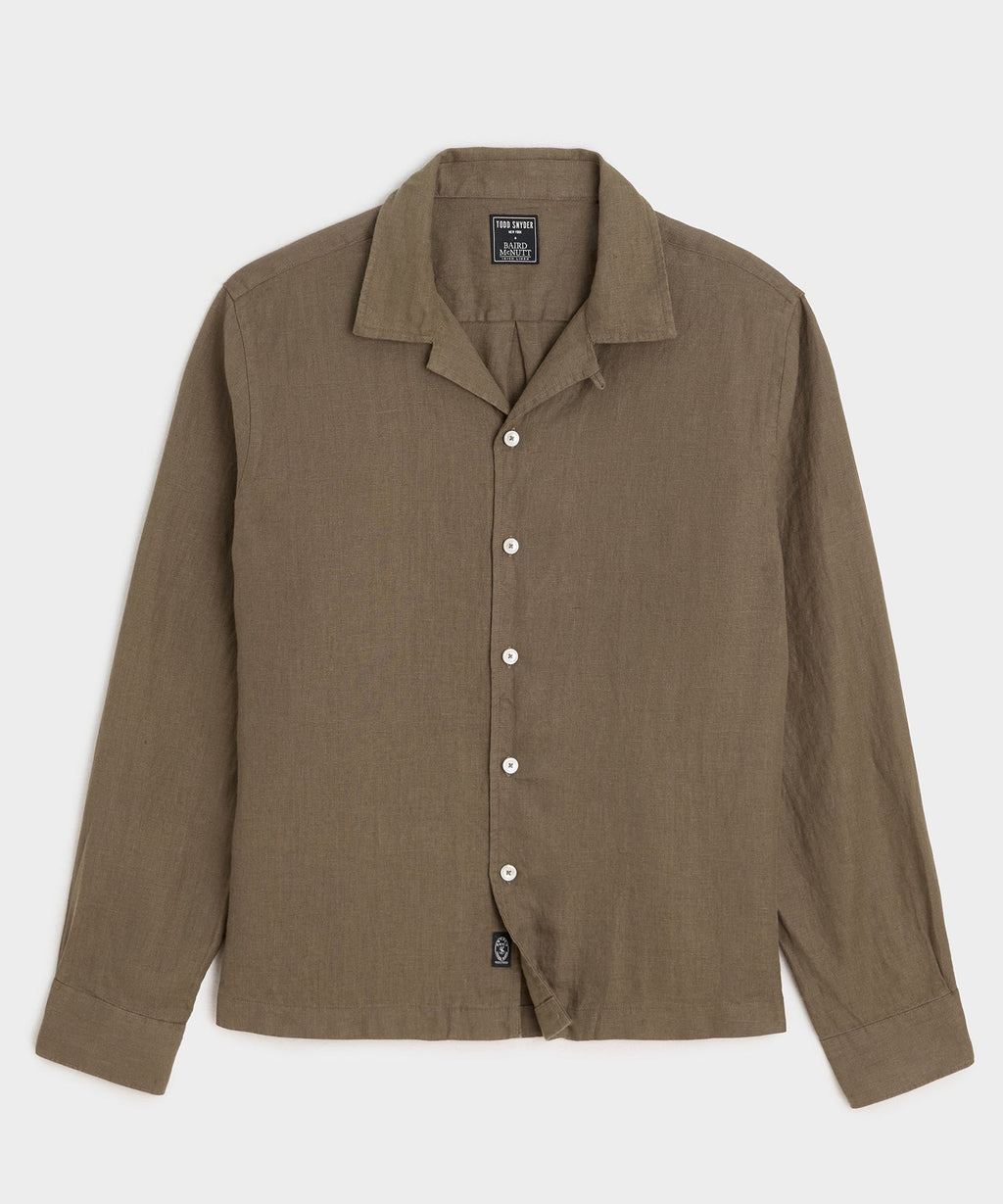 Cropped Irish Linen Camp Collar Shirt