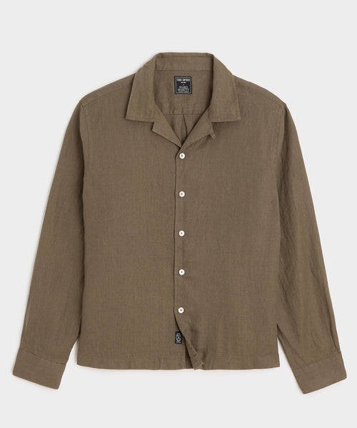 Cropped Irish Linen Camp Collar Shirt
