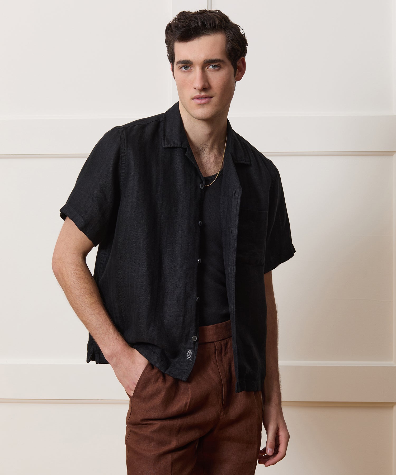 Textured Linen Capri Shirt