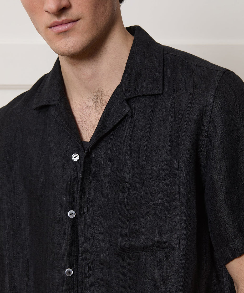 Textured Linen Capri Shirt