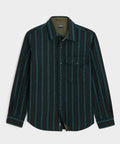 Wool Striped Utility Shirt Jacket in Blue