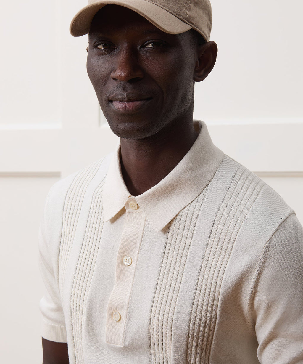 Silk-Cotton Ribbed Sweater Polo