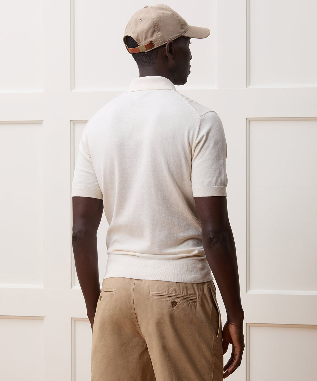 Silk-Cotton Ribbed Sweater Polo
