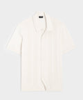 Silk-Cotton Ribbed Full-Placket Sweater Polo