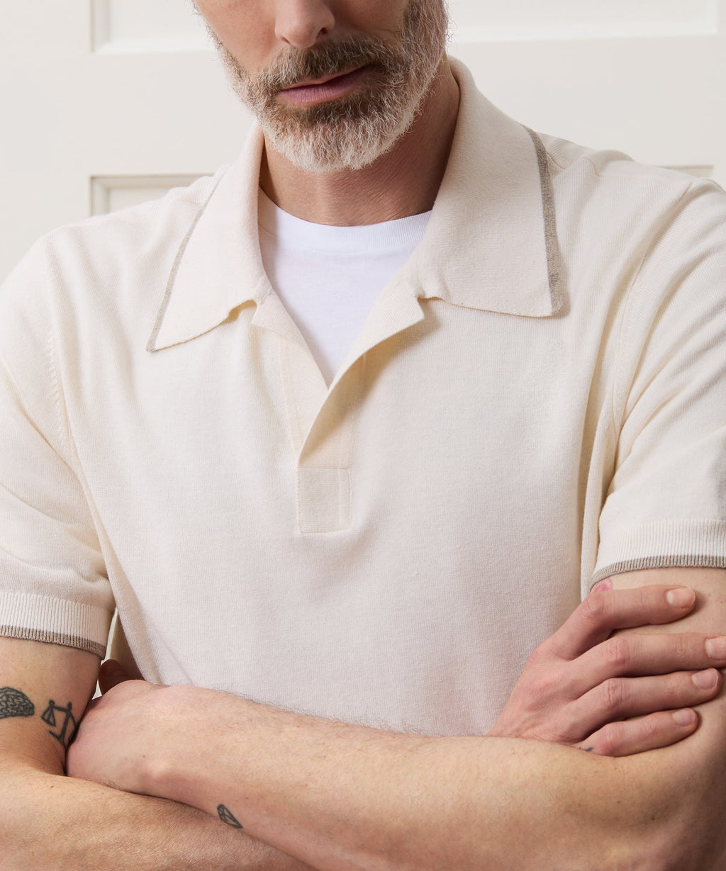 Silk-Cashmere Tipped Sweater Polo