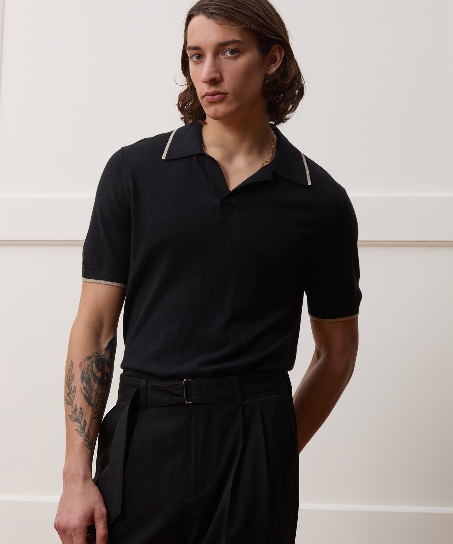 Silk-Cashmere Tipped Sweater Polo
