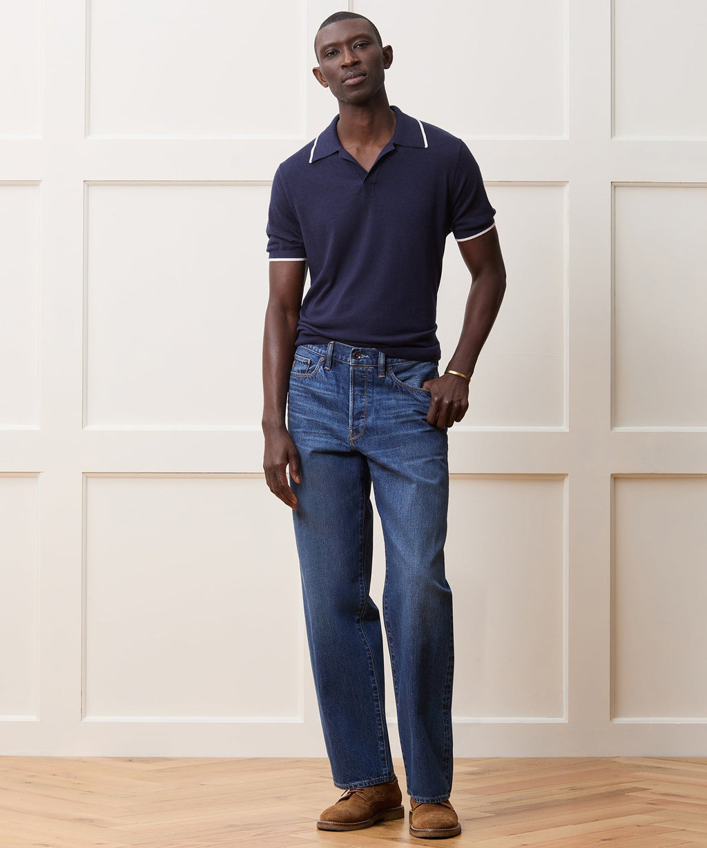 Silk-Cashmere Tipped Sweater Polo