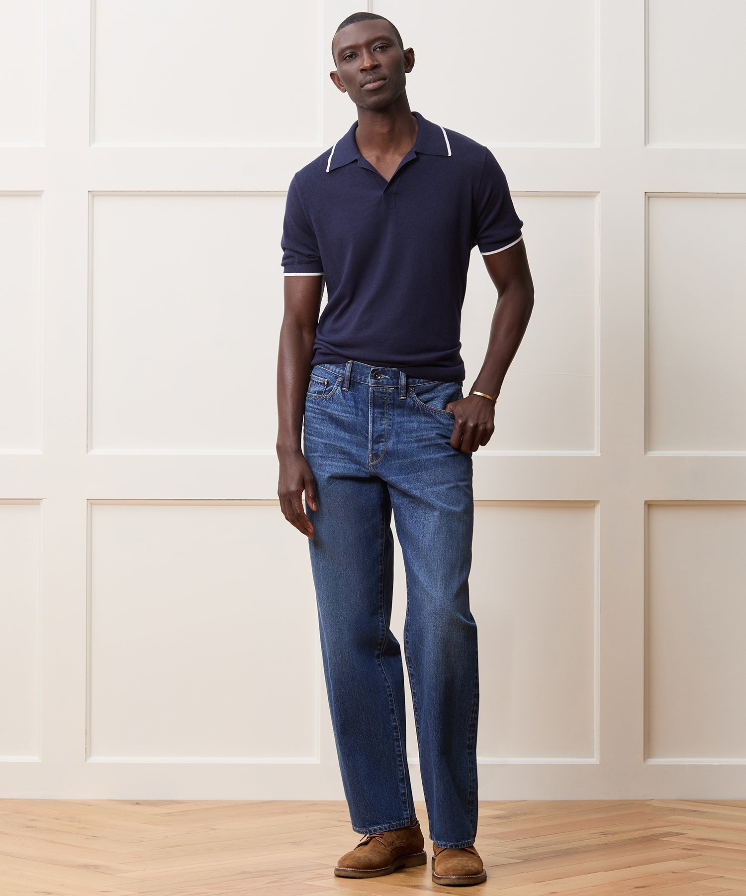 Silk-Cashmere Tipped Sweater Polo