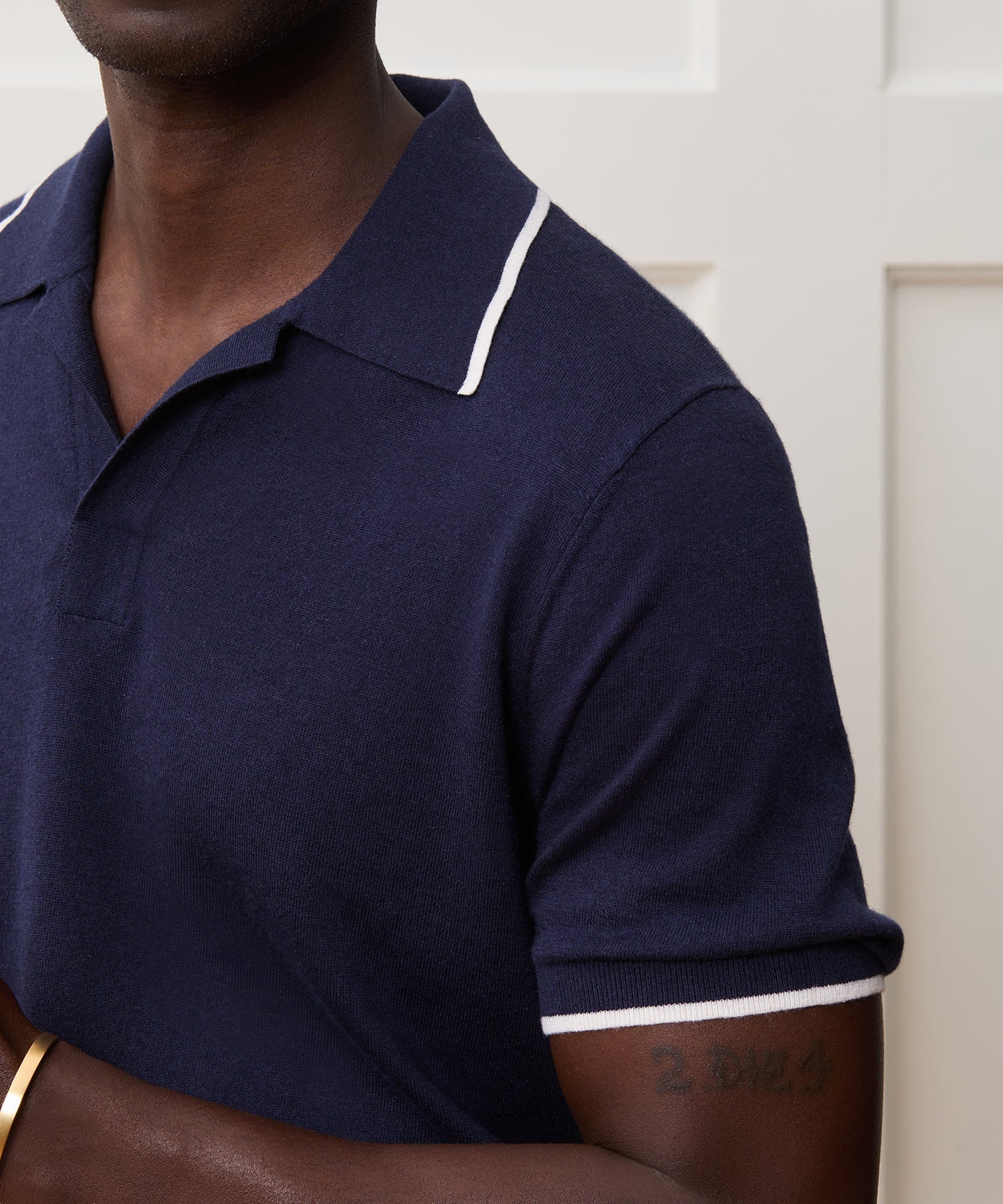 Silk-Cashmere Tipped Sweater Polo