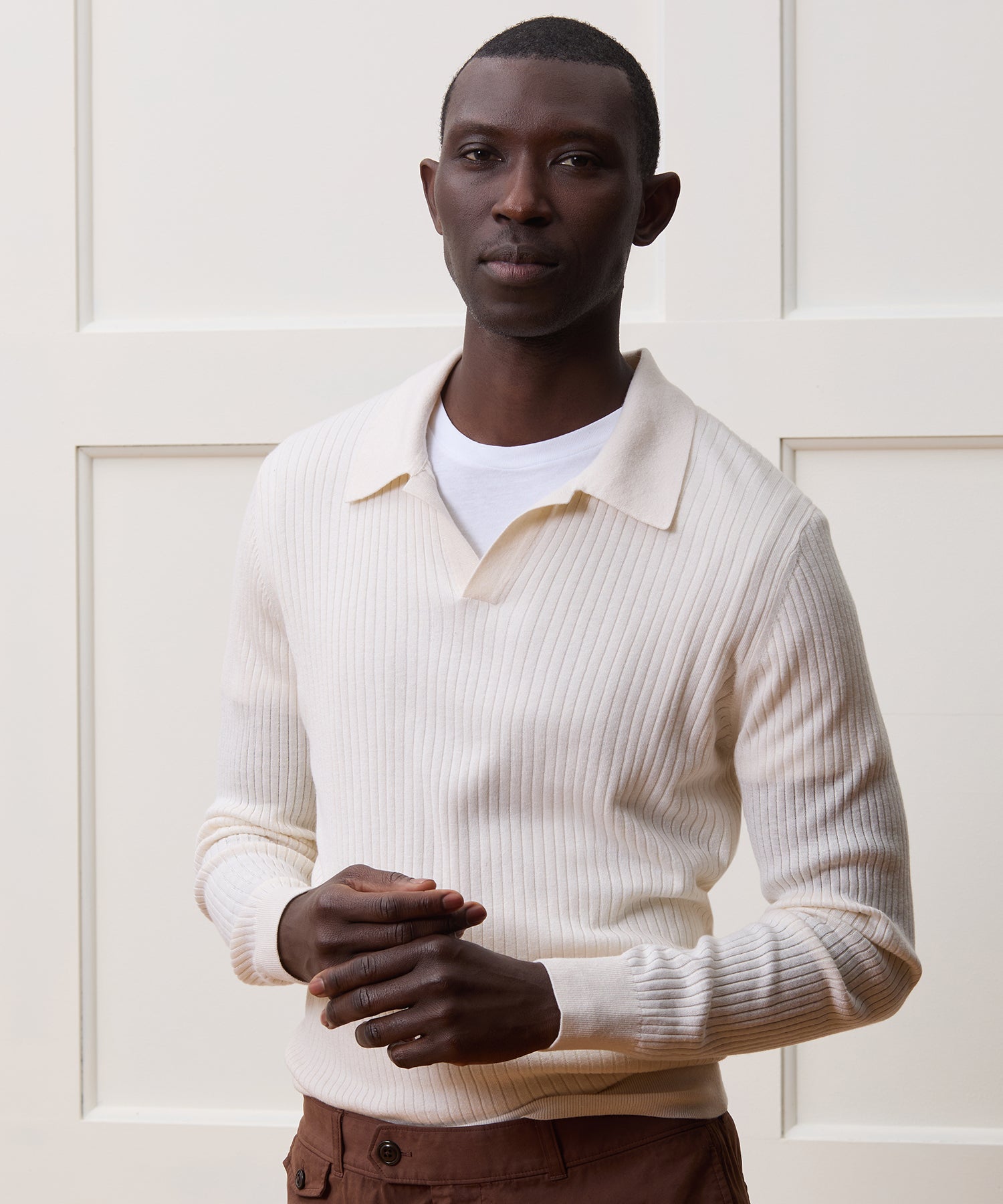 Silk-Cashmere Ribbed Sweater Polo