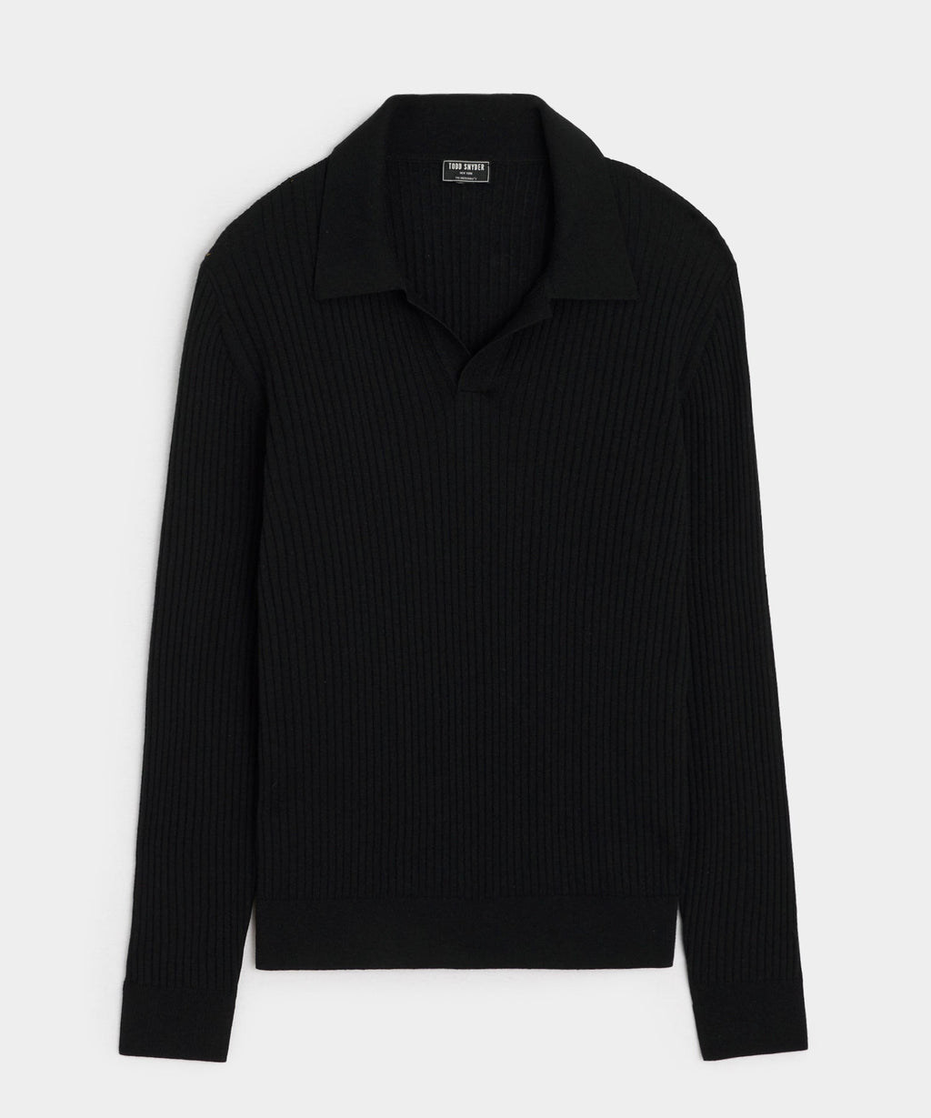 Silk-Cashmere Ribbed Sweater Polo