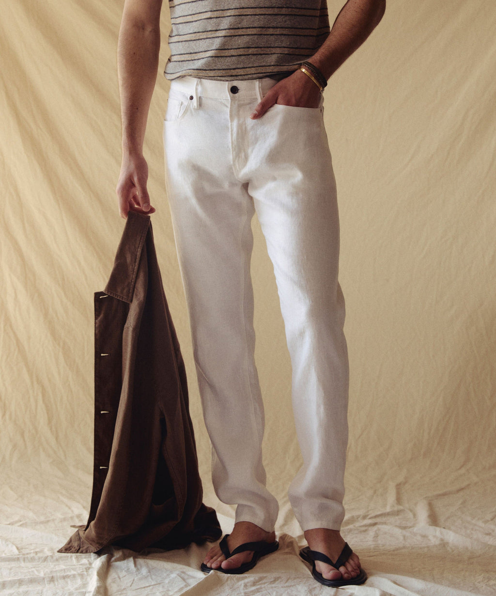 Straight Fit 5-Pocket Linen Pant