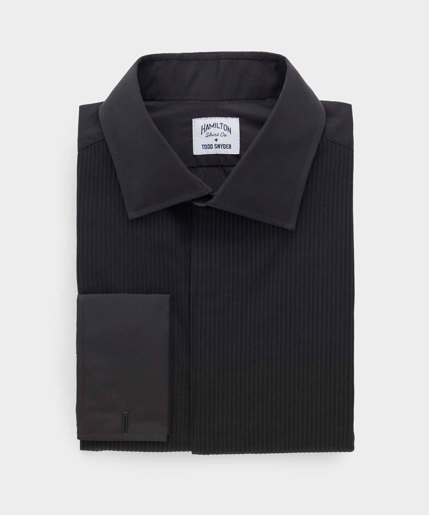 Cotton Pleated Spread Collar Tuxedo Shirt