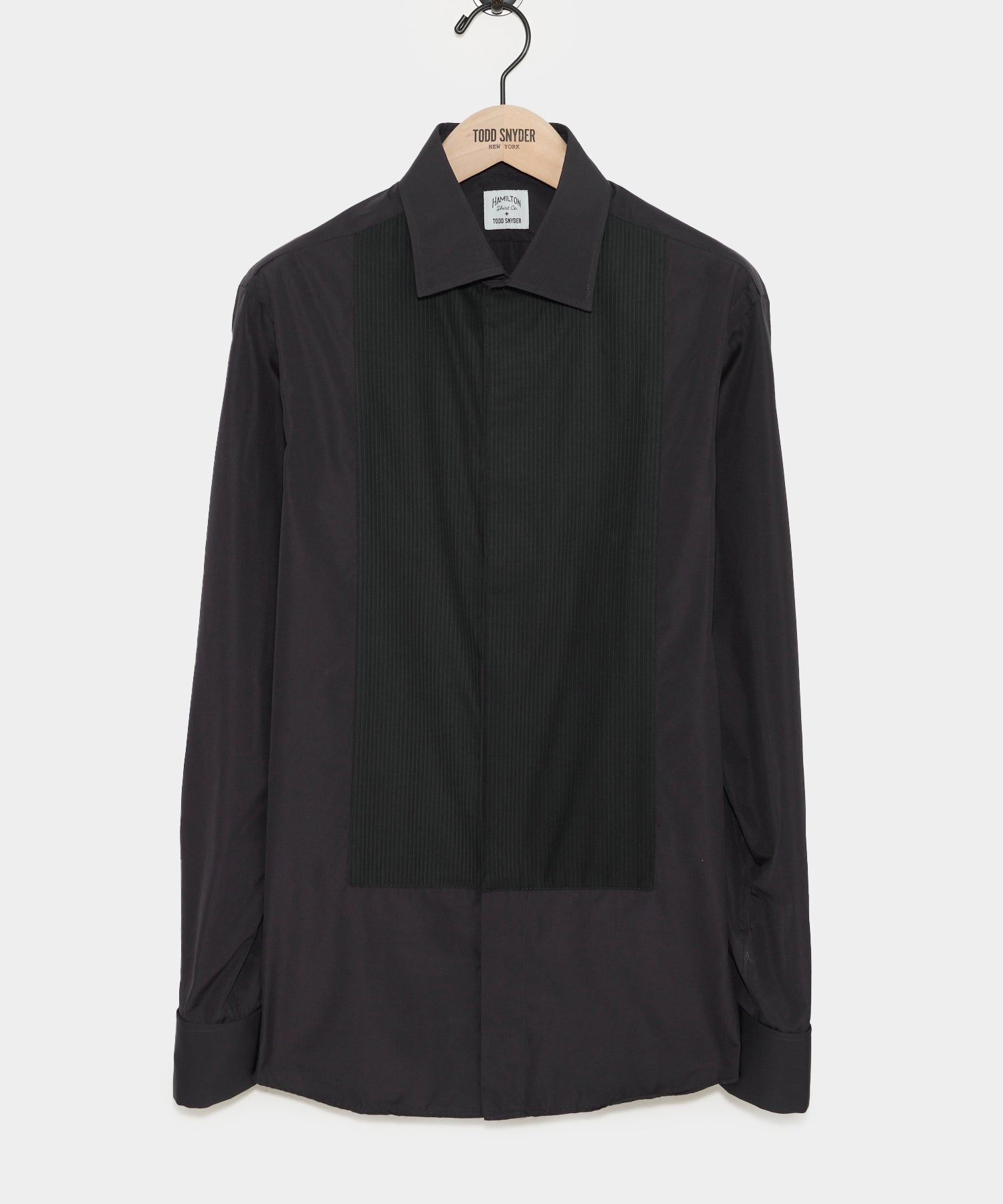 Cotton Pleated Spread Collar Tuxedo Shirt
