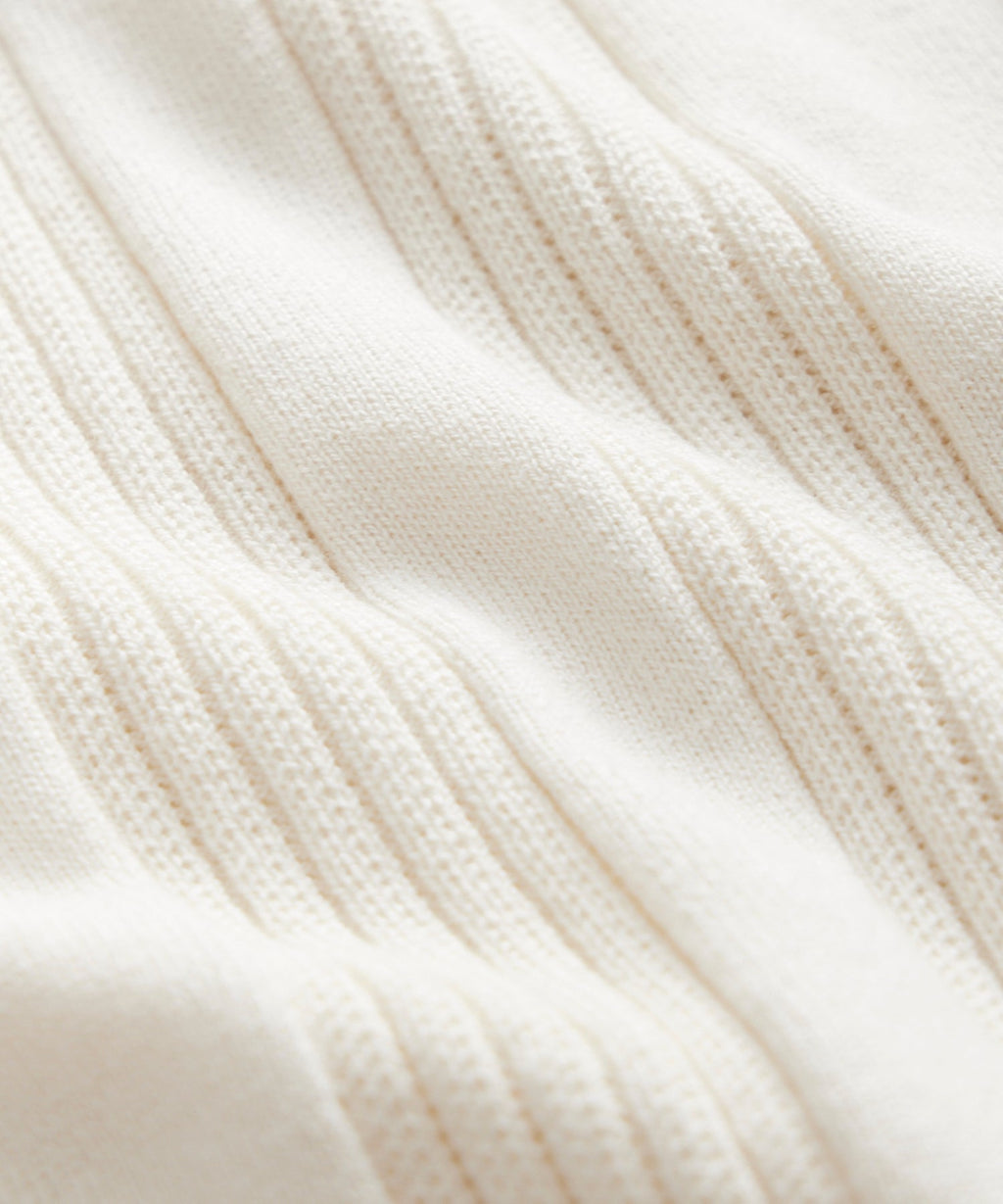 Silk-Cotton Ribbed Full-Placket Sweater Polo