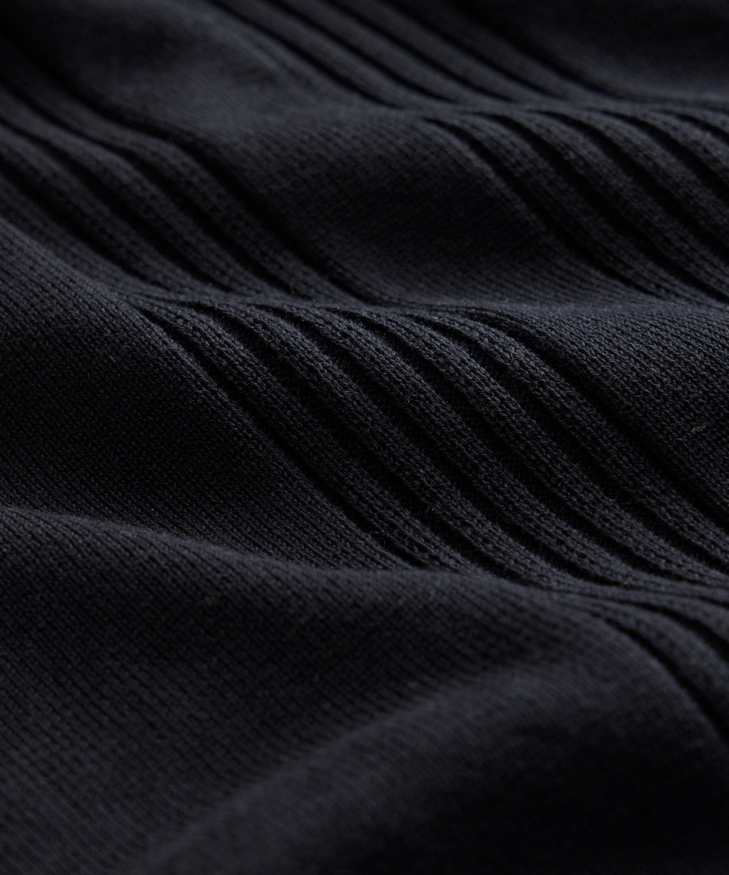 Silk-Cotton Ribbed Full-Placket Sweater Polo